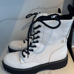 Unionbay White Hayden Lug Combat Boots leather lace up goth street skater 90s 7